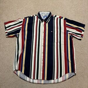 Vtg Texas Cotton Shirt Mens XL Multicolor Stripe Button Down Western Cowboy USA